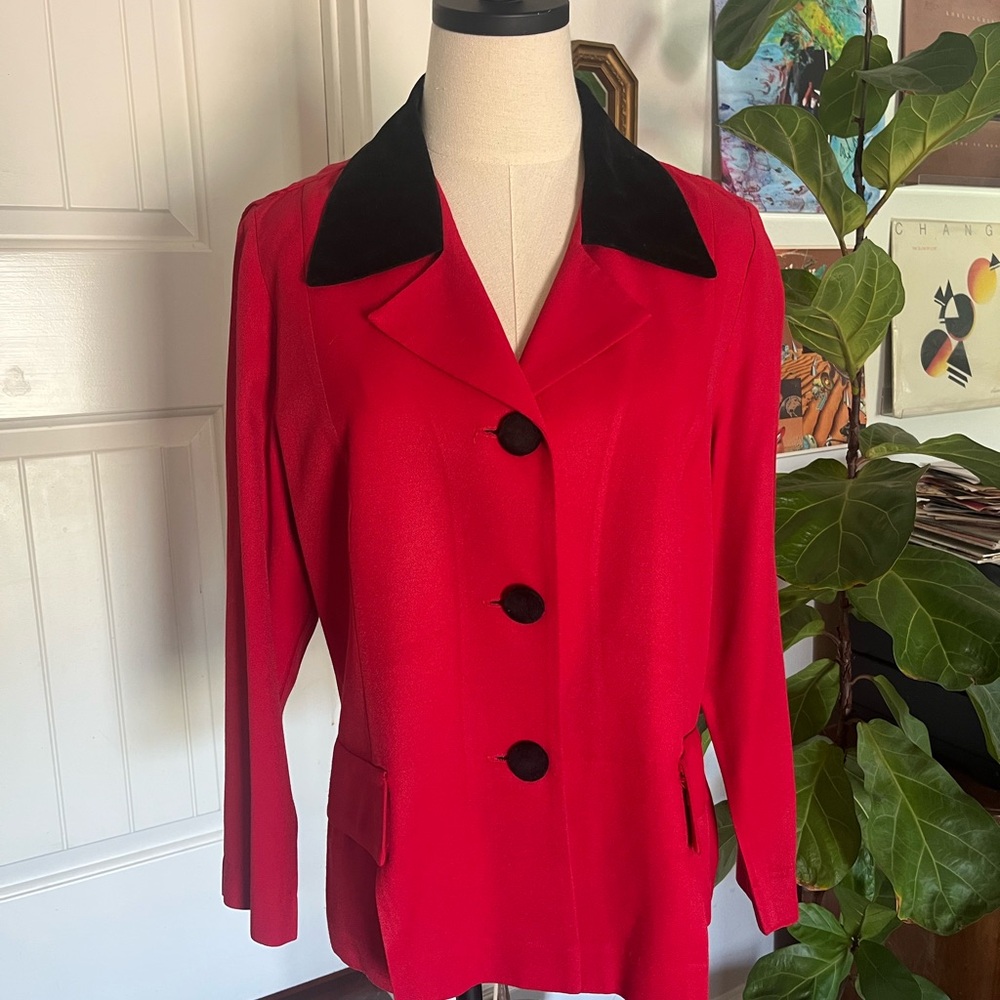 Red Women's Jacket with Black Accents